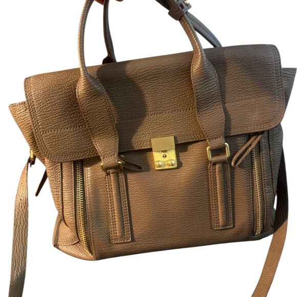 Authentic 3.1 PHILLIP LIM Textured Calfskin Medium Pashli Satchel in Taupe. - Picture 4 of 13